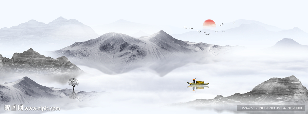 巨幅水墨山水画