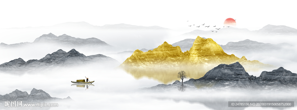 巨幅水墨山水画