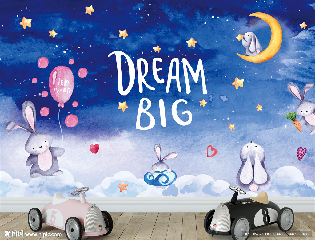 可爱兔子儿童背景墙