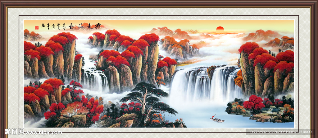 旭日东升 山水画