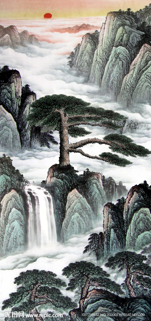 迎客松国画