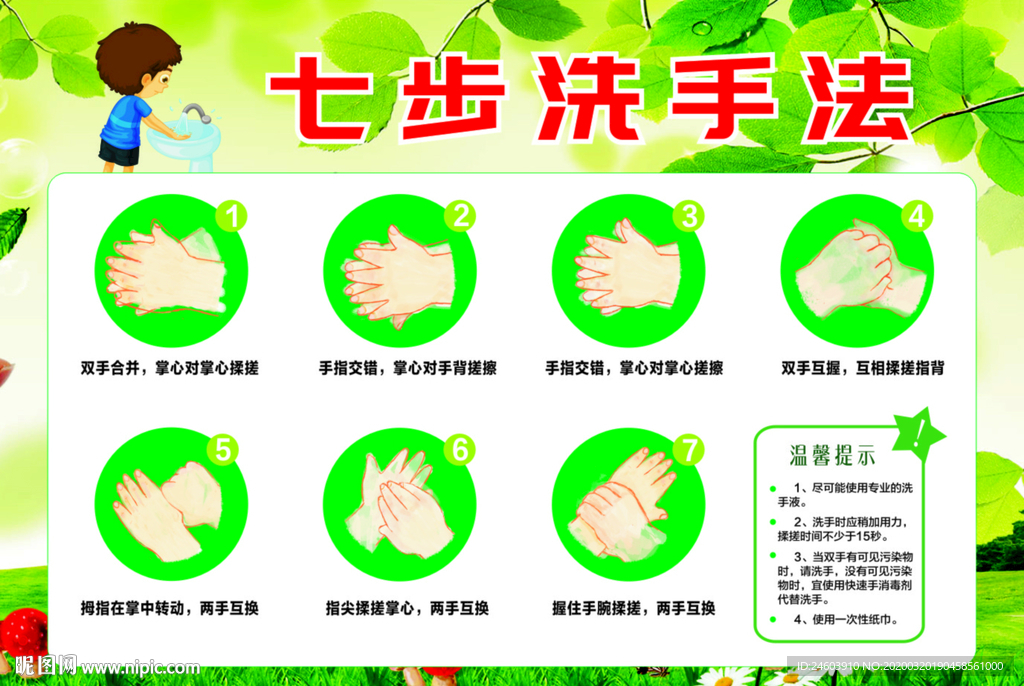 七步洗手法正确洗手广告洗手海报
