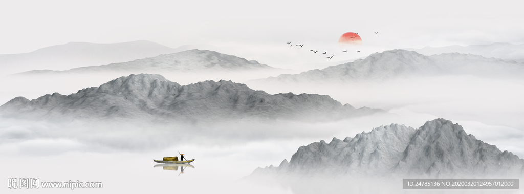 巨幅水墨山水画