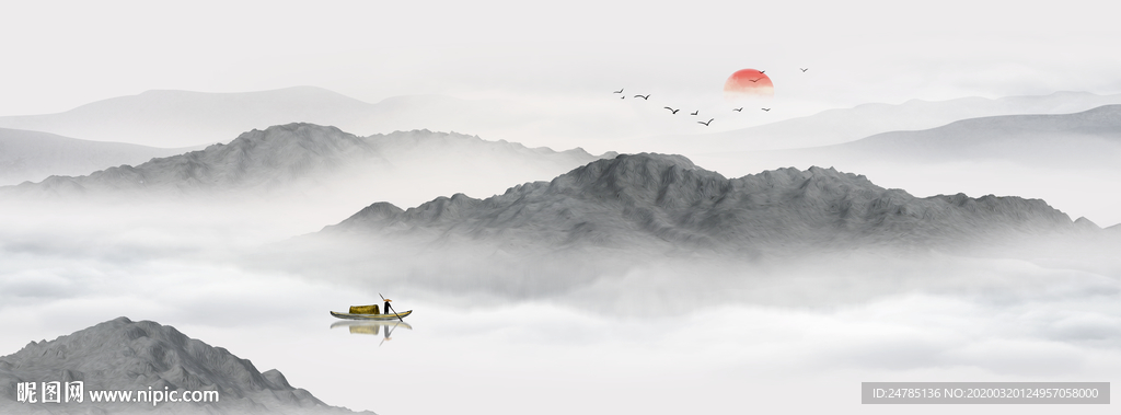 巨幅水墨山水画