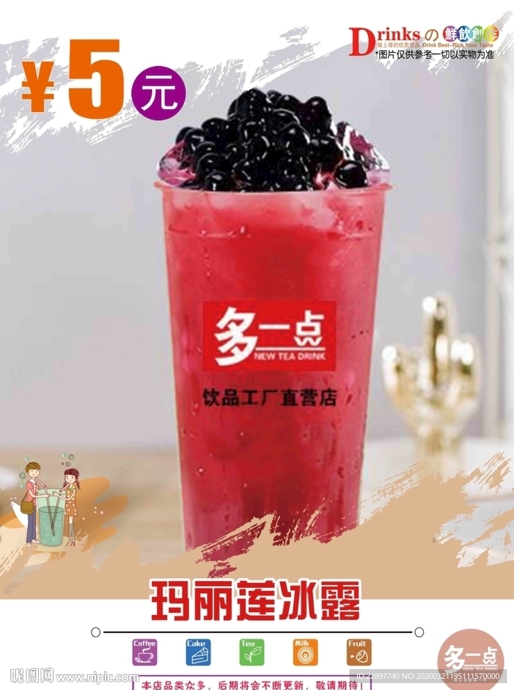 多一点奶茶店宣传KT板单品内容