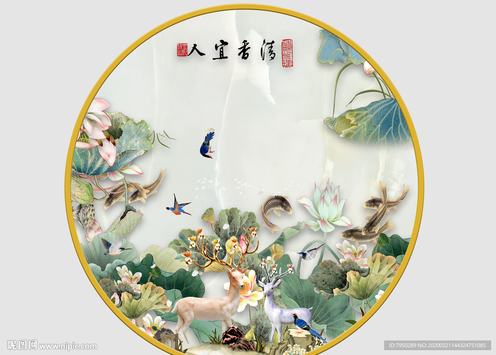 新中式圆形装饰画