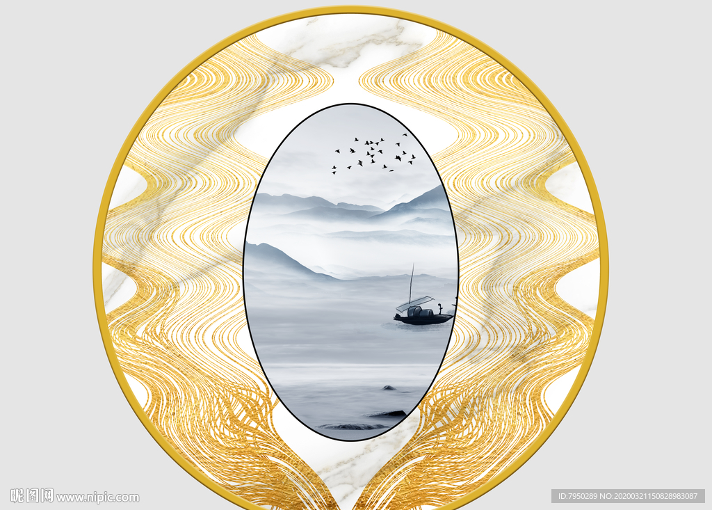 新中式圆形装饰画