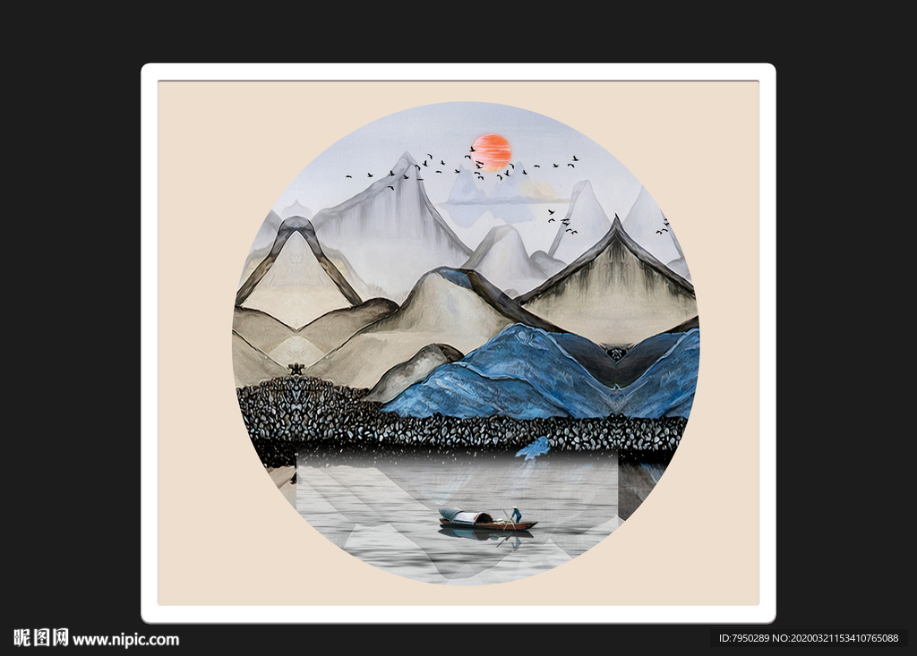 新中式圆形装饰画