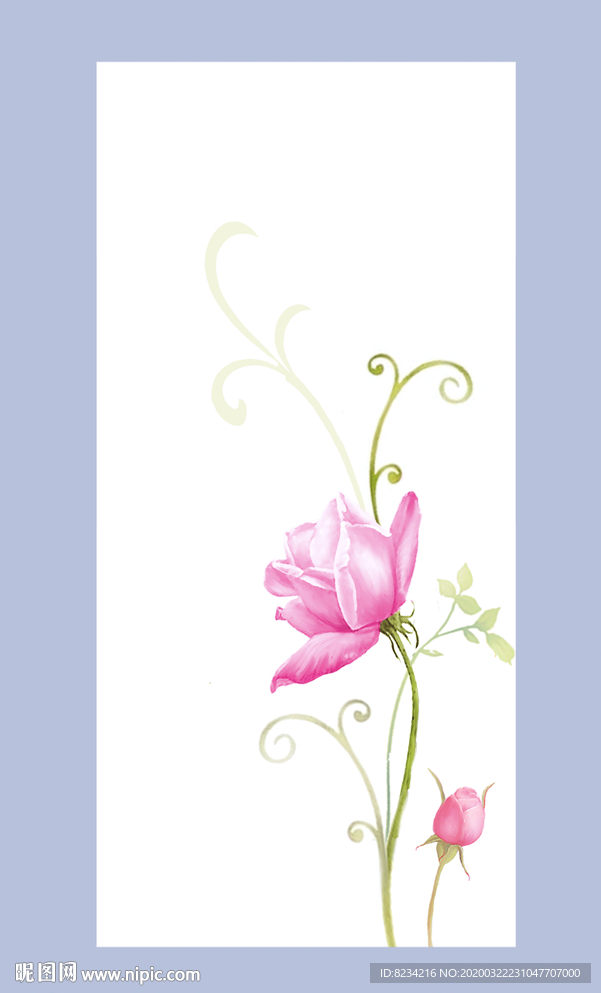 陶瓷花面花纸设计 玫瑰花手绘