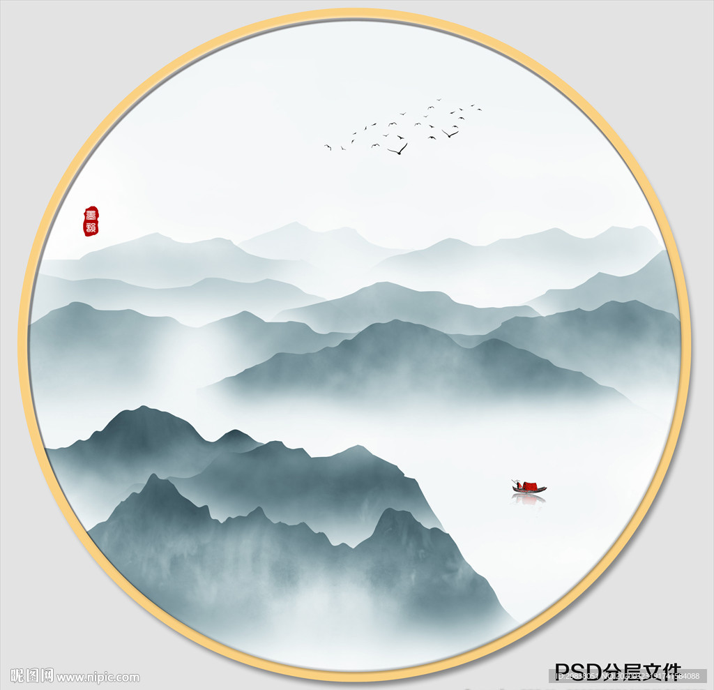 圆形水墨