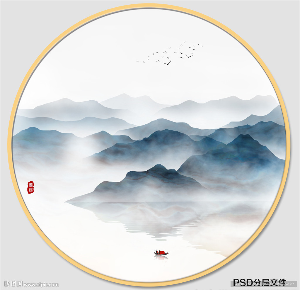 圆形山水画