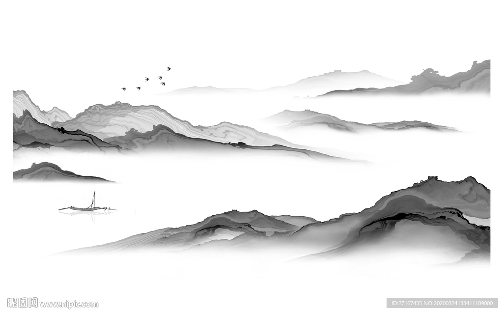 简约水墨山水背景图