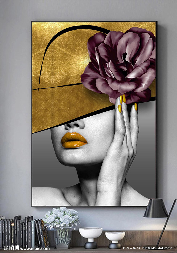 金箔美女装饰画