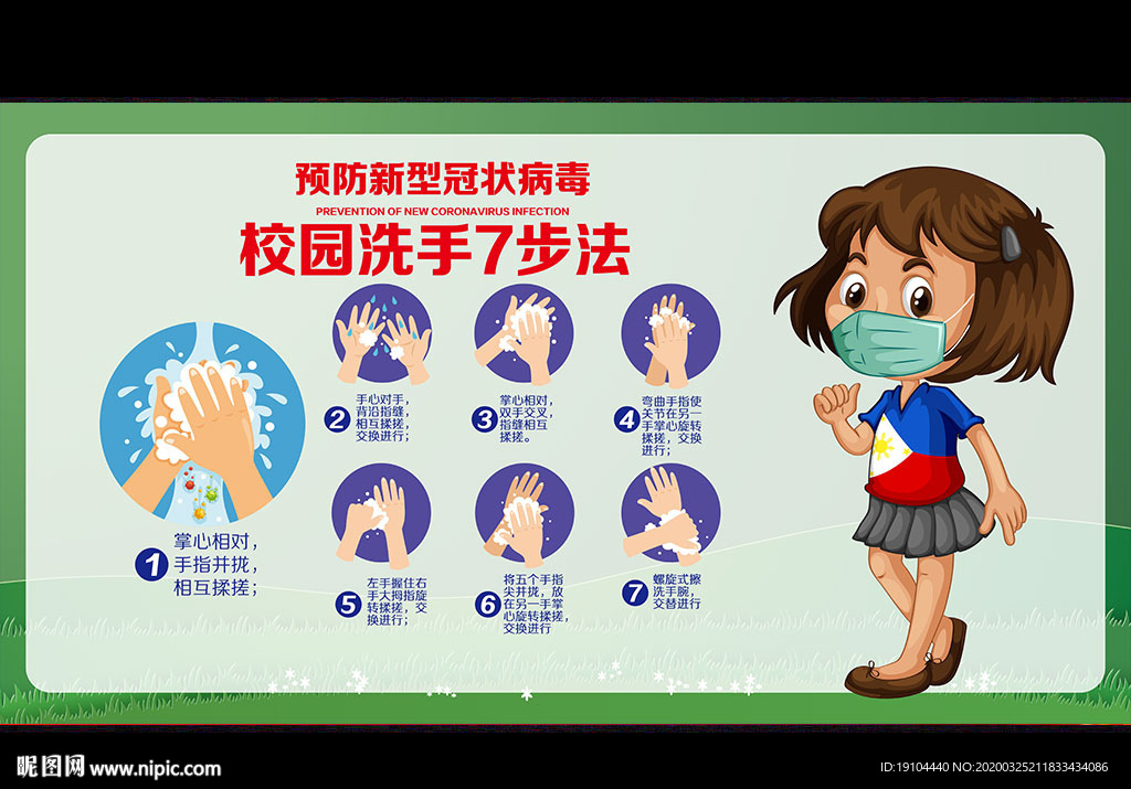 校园洗手7步法