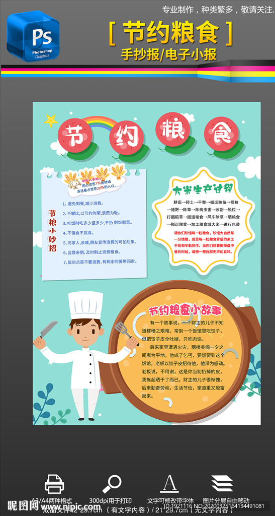 书吧节约粮食手抄报小报