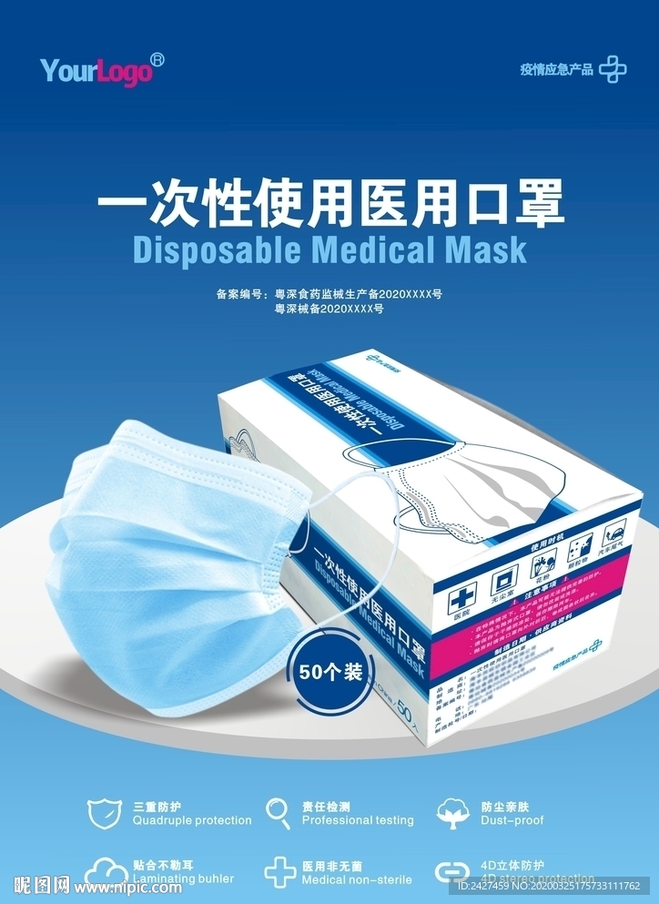 一次性使用医用口罩DM宣传海报
