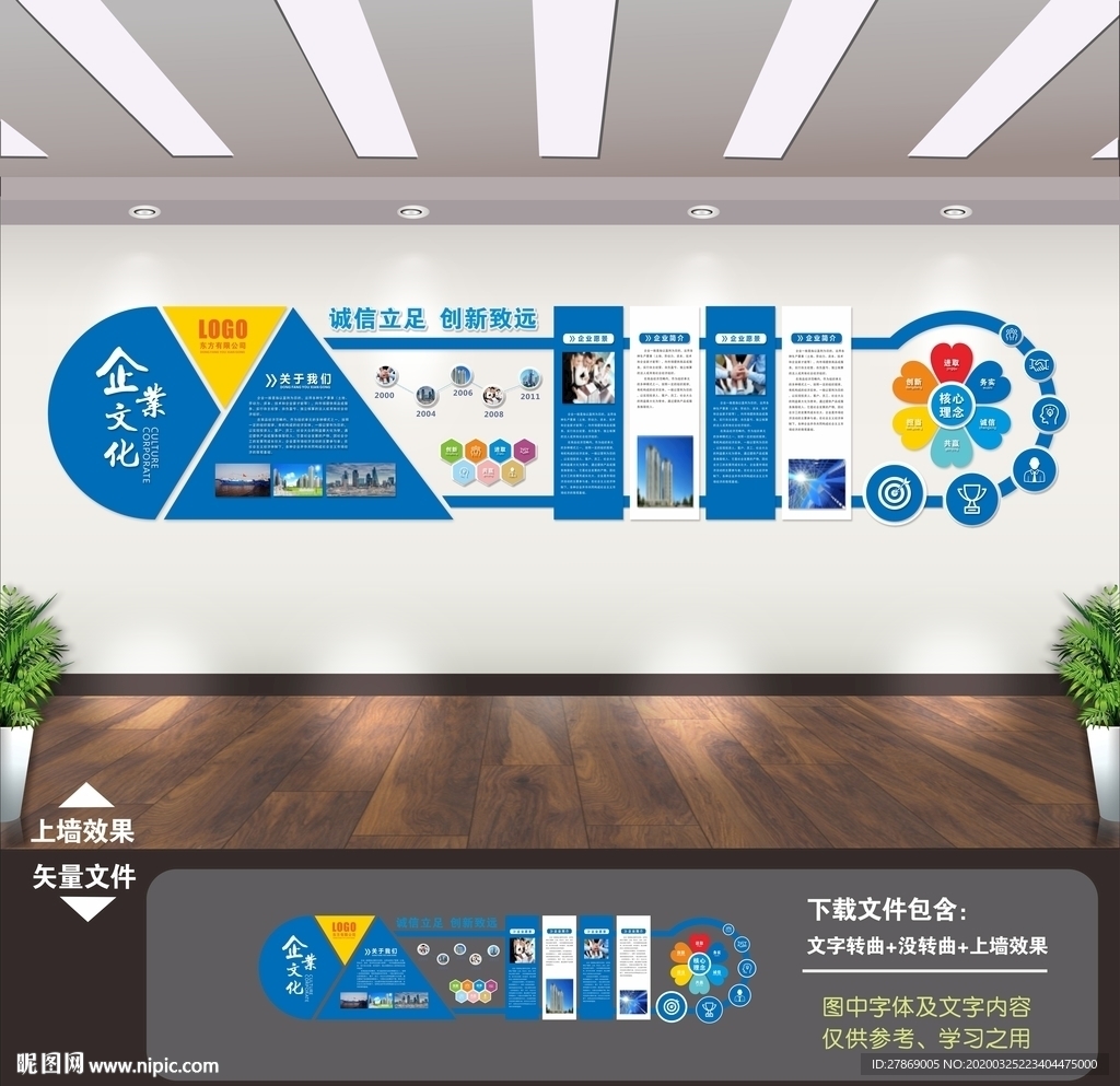 文化墙 企业文化墙 蓝色文化墙