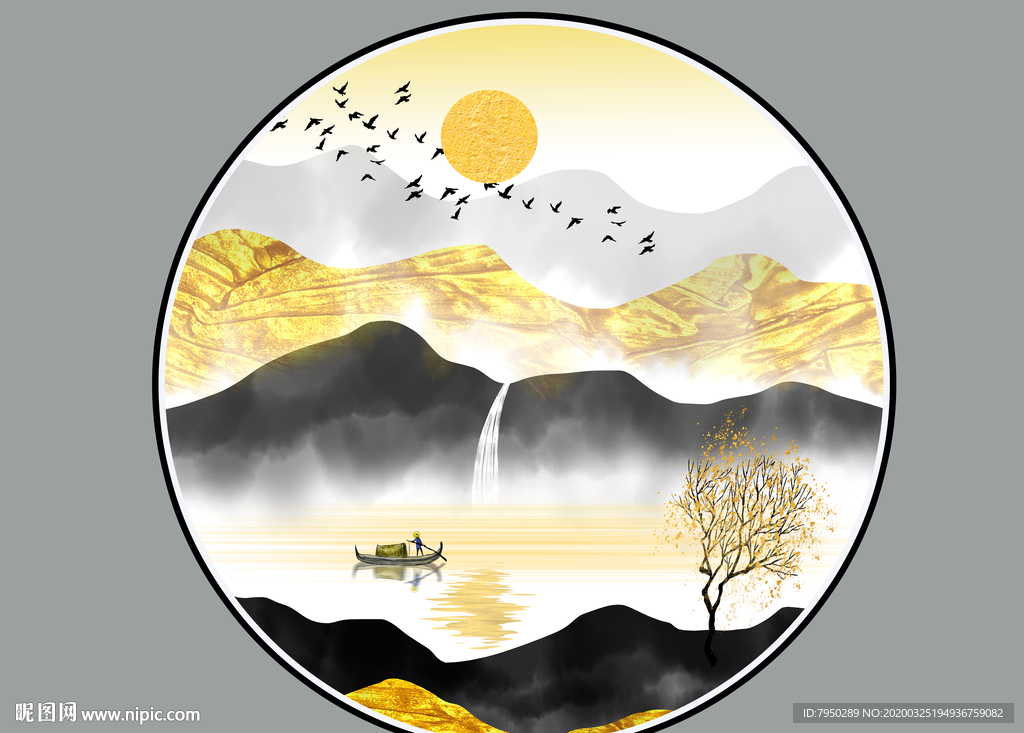 新中式圆形装饰画