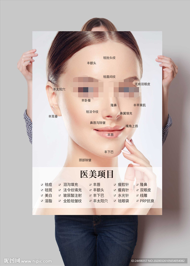 医美面部项目分布图