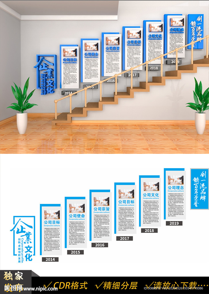企业楼梯文化墙