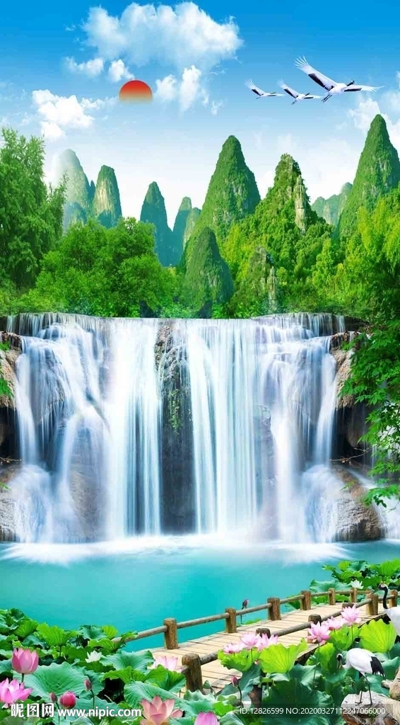 风水画竖幅