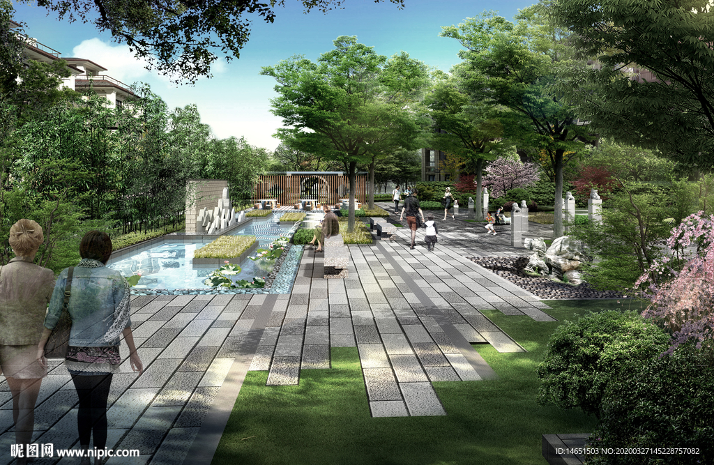 中式住宅景观中心节点设计