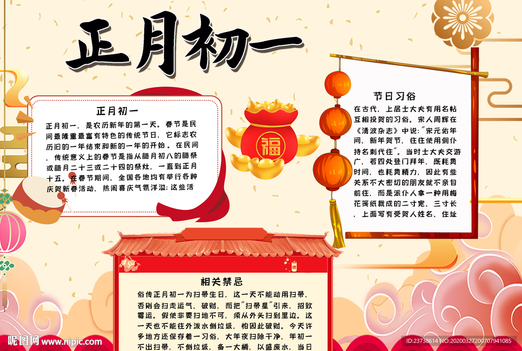 正月初一手抄报