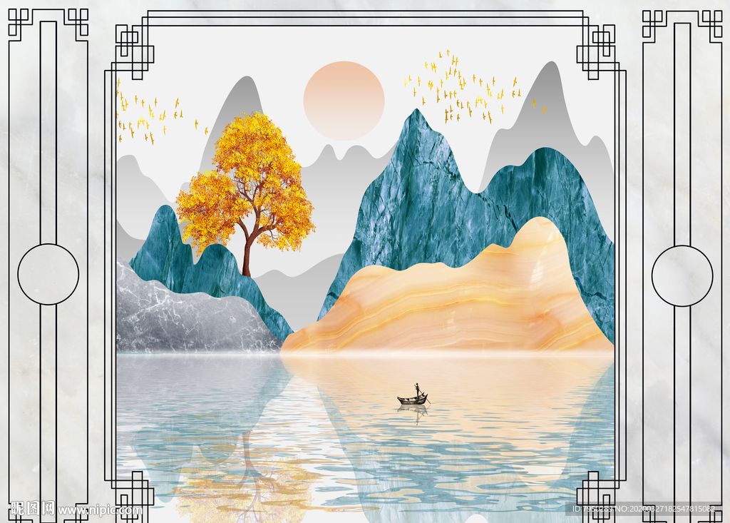 新中式背景墙