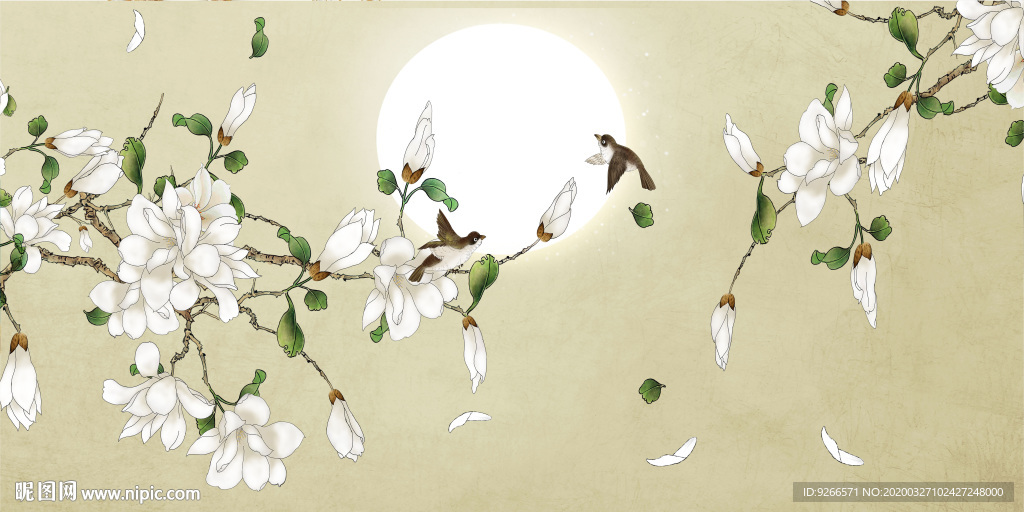 新中式花鸟晶瓷画装饰画