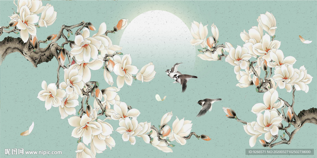 新中式花鸟晶瓷画装饰画