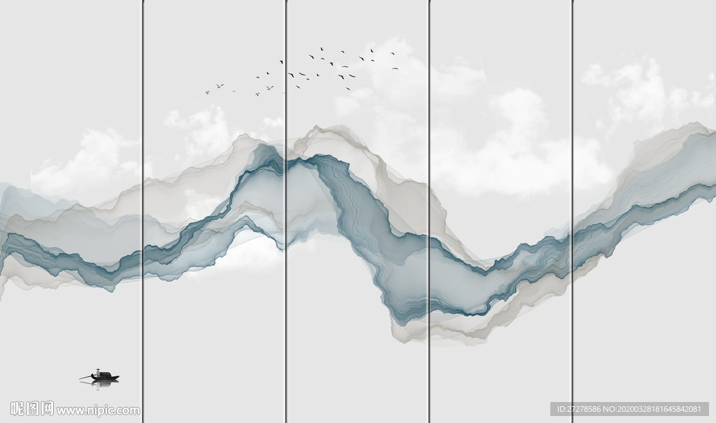 意境山水画 水墨烟雾画 烟雾山