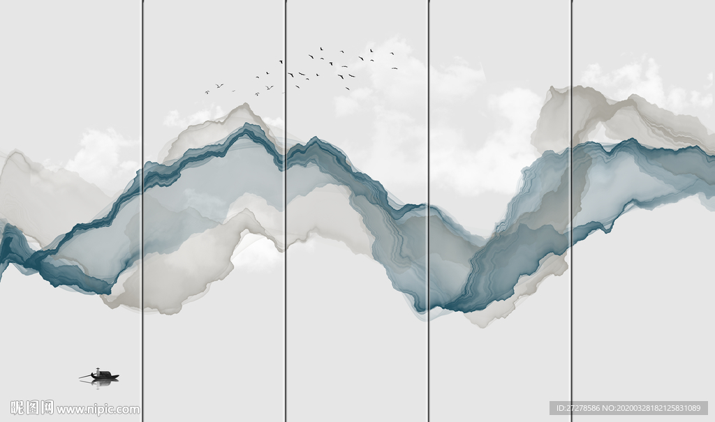 意境水墨山水背景墙 山水画