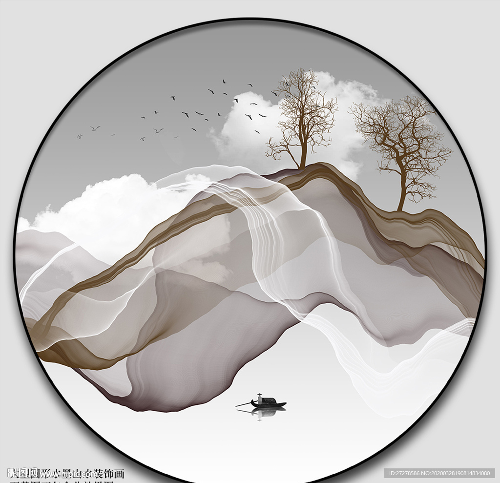 禅意山水画 烟雾山水画