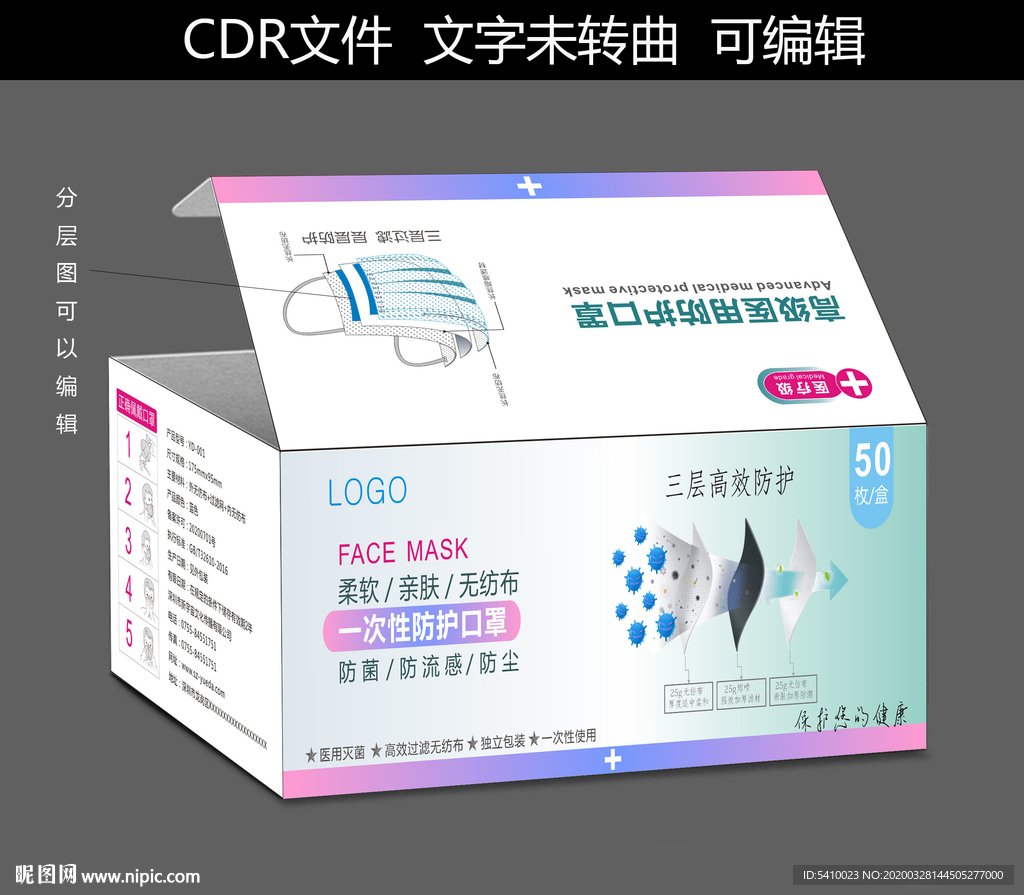 医用一次性 口罩 盒 产品包装