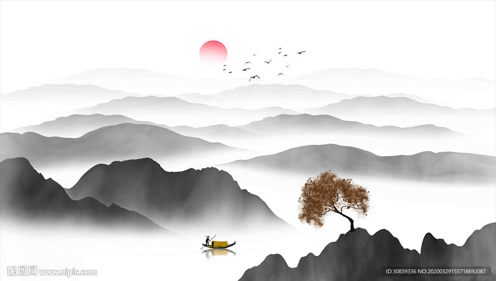 山水水墨画