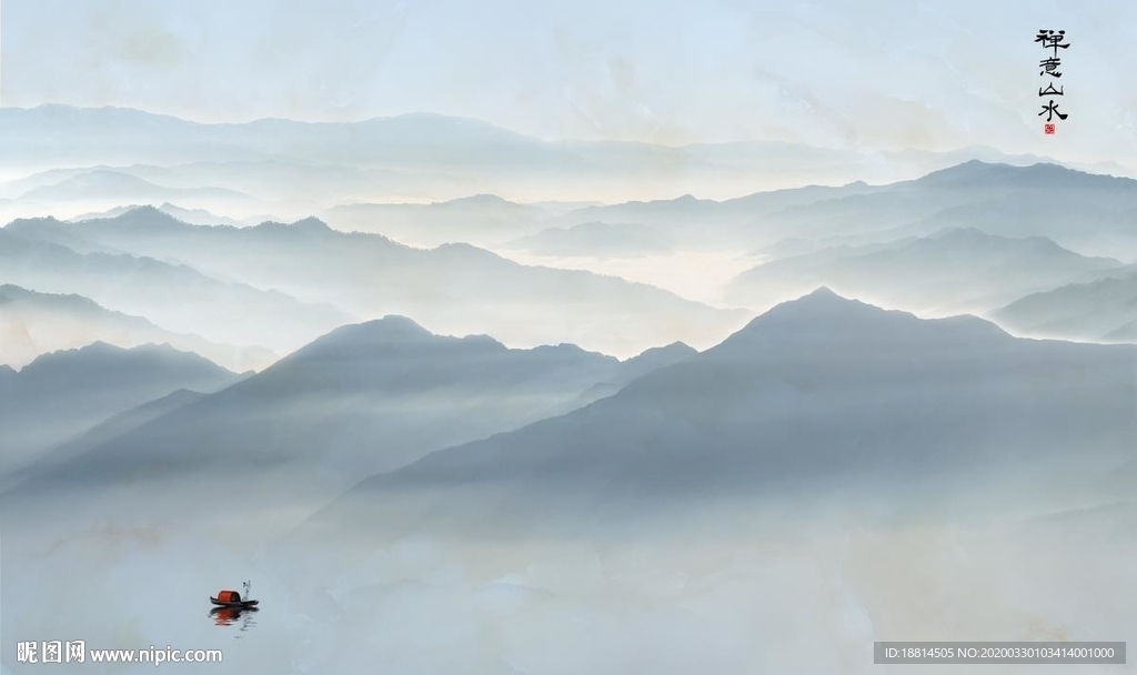 山水新中式背景墙