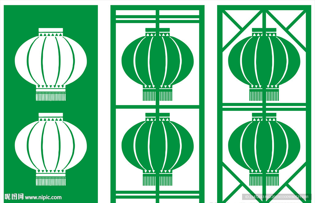 灯笼花格雕刻X4