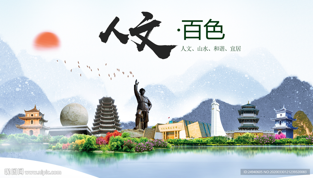 白色人文明生态宜居城市印象海报