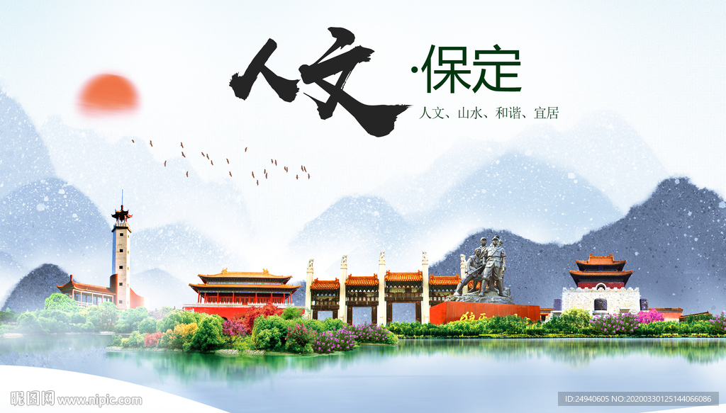 保定人文明生态宜居城市印象海报