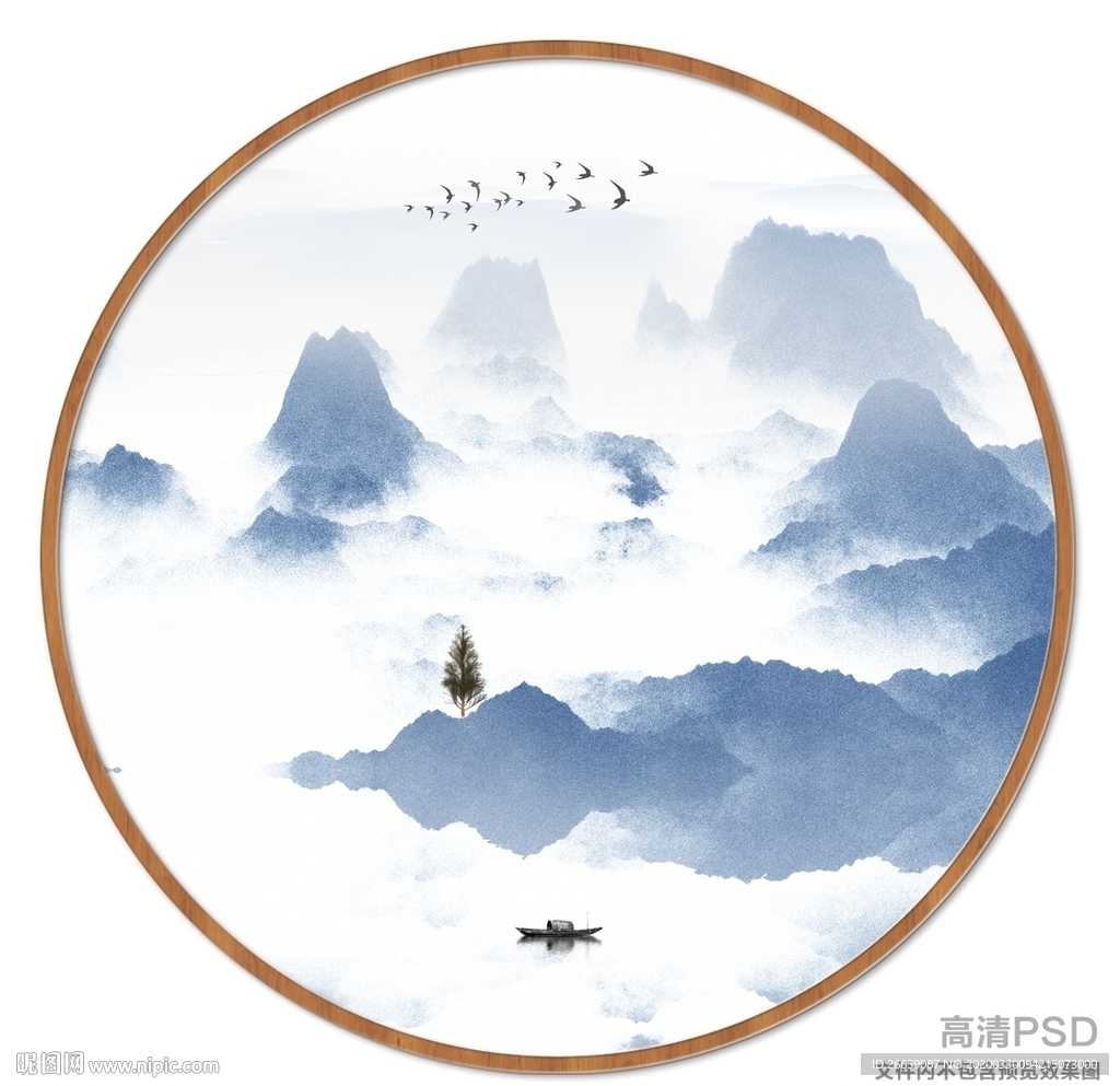 圆形山水画
