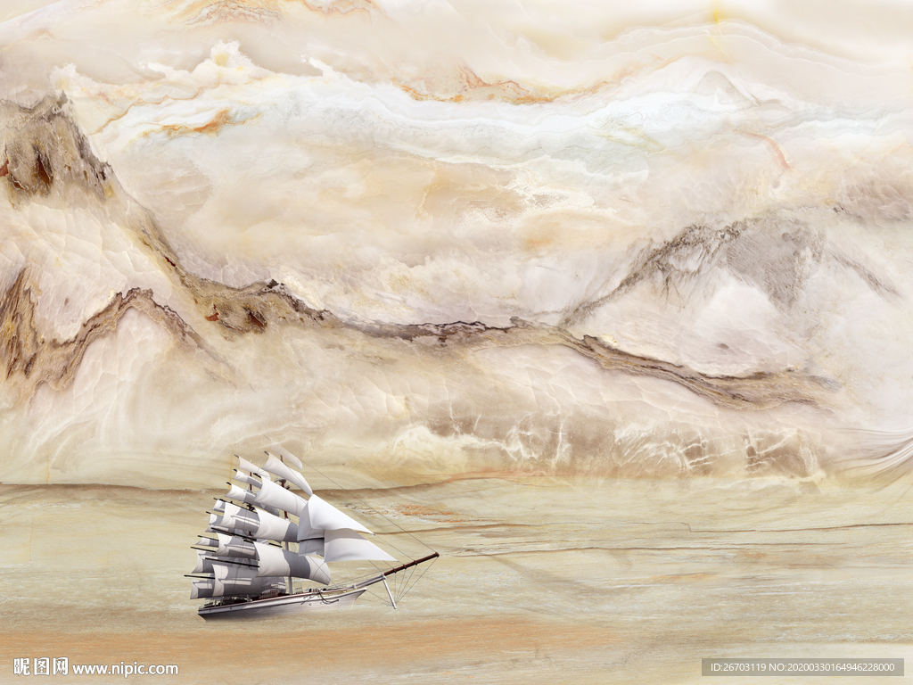 新款爆款山水画大理石纹背景墙