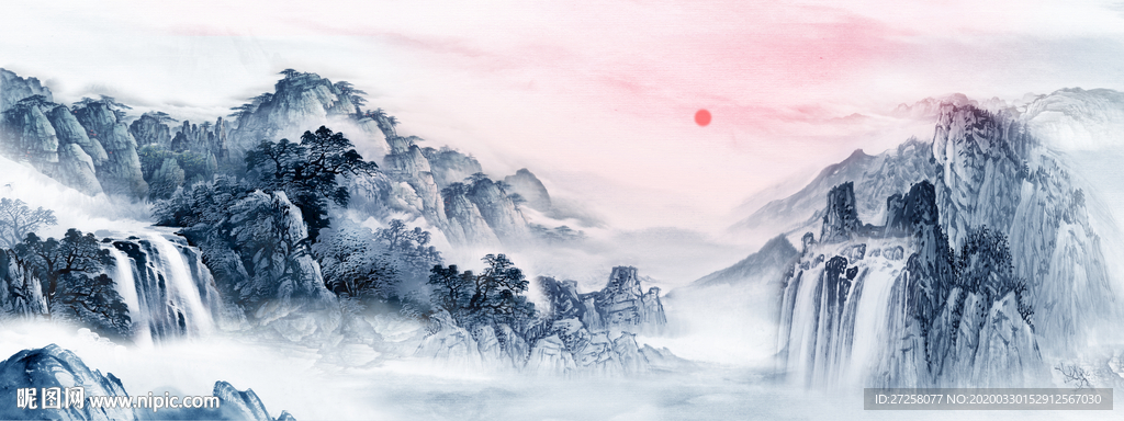 大气山水风景 水墨画 山水画