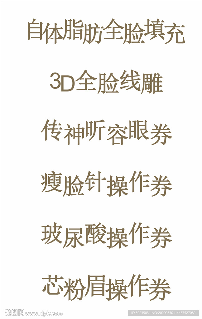 美容项目 美容美体 操作券