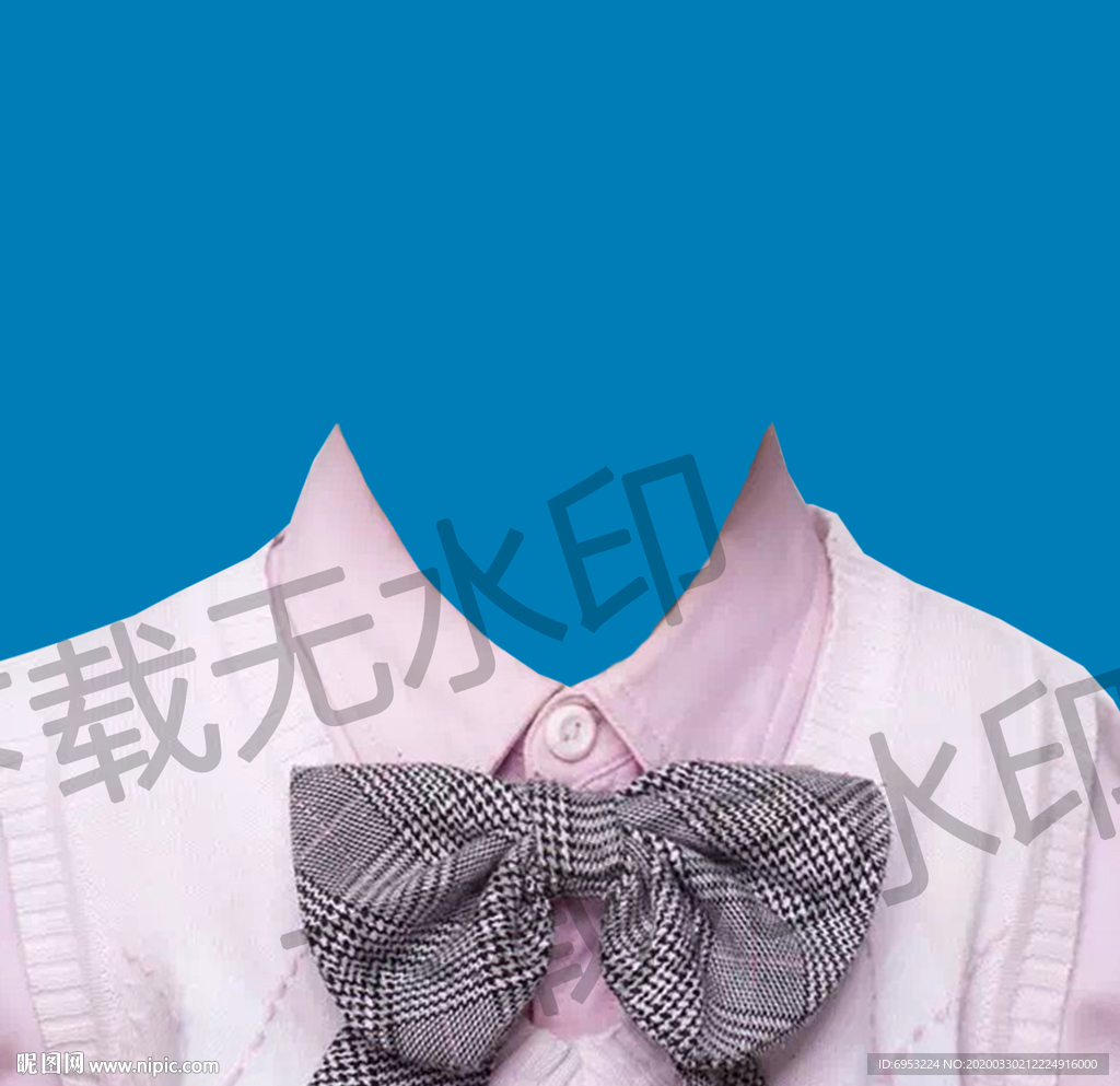 领结领花女孩证件照衣服模板