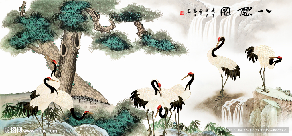松鹤延年八仙图
