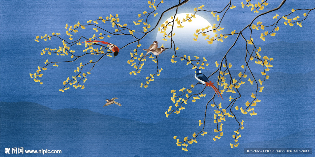 新中式花鸟山水意境晶瓷装饰画