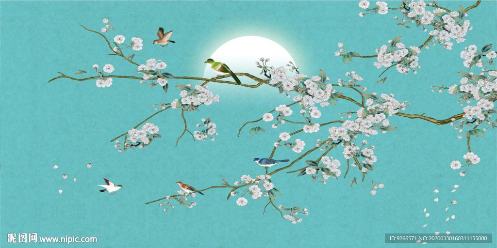 新中式花鸟山水意境晶瓷装饰画