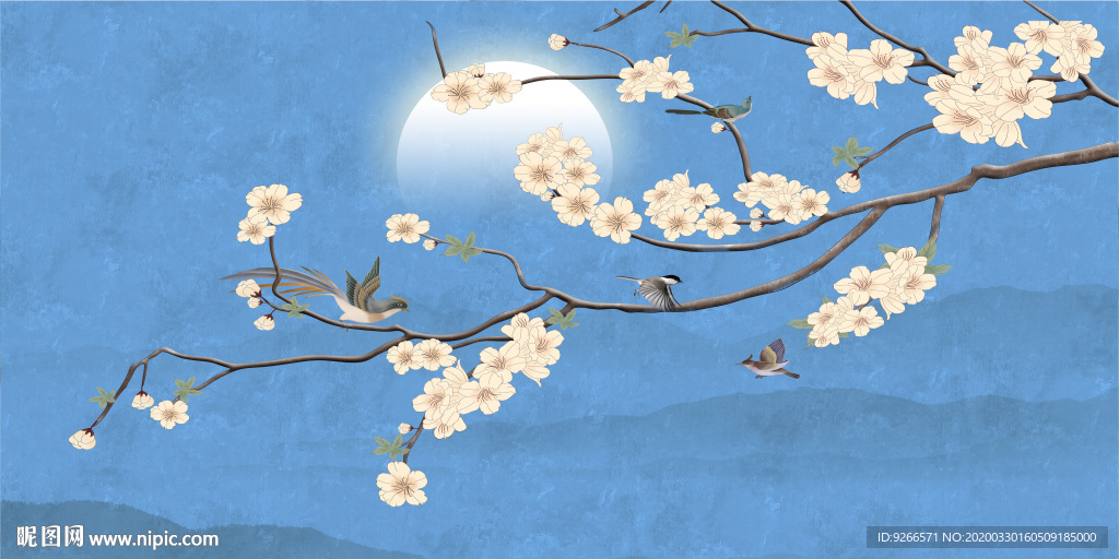 新中式花鸟山水意境晶瓷装饰画