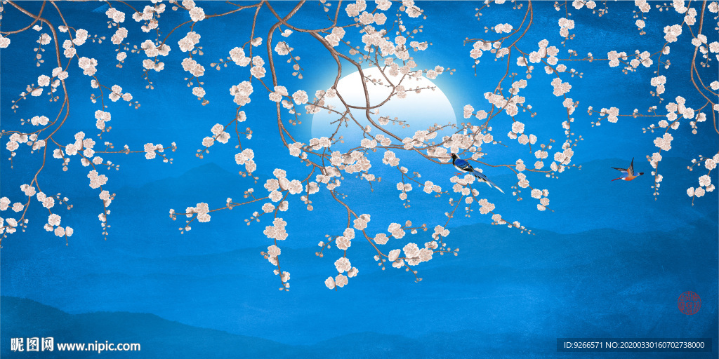 新中式花鸟山水意境晶瓷装饰画