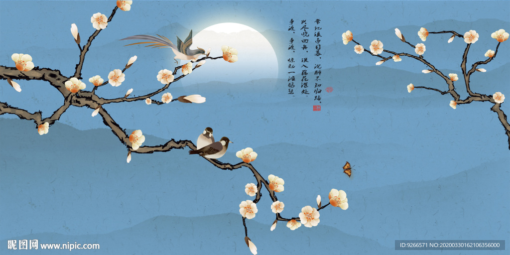 新中式花鸟山水意境晶瓷装饰画